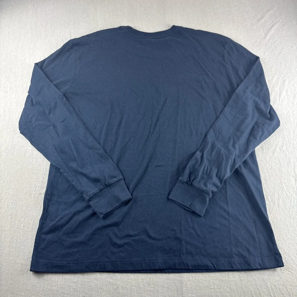 True Religion Shirt Mens S Blue Long Sleeve Crewneck Stacked Logo Casual Preppy